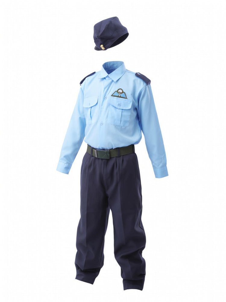 Kids Air Force Pilot Costume Sky Blue Uniform Fancy Dress - full set