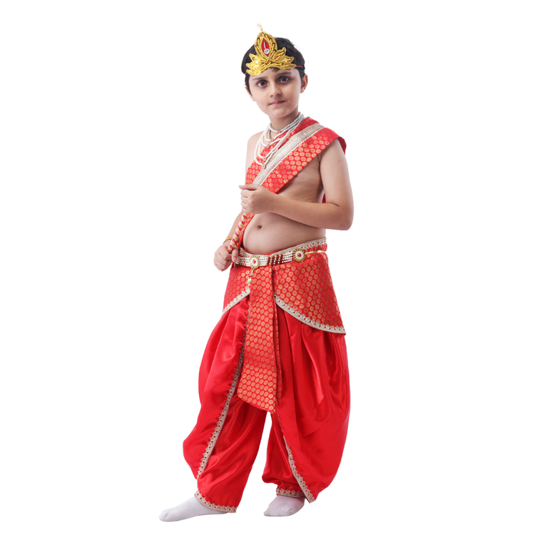 Bal Gopal dress for baby boy red satin Gokulashtami outfit