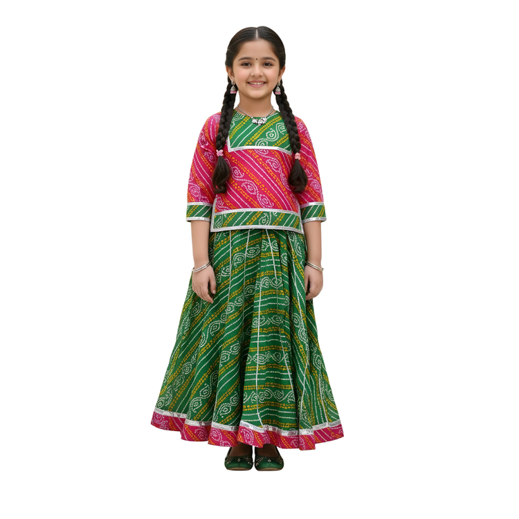 Rajasthani lehenga for girls handcrafted ethnic work front