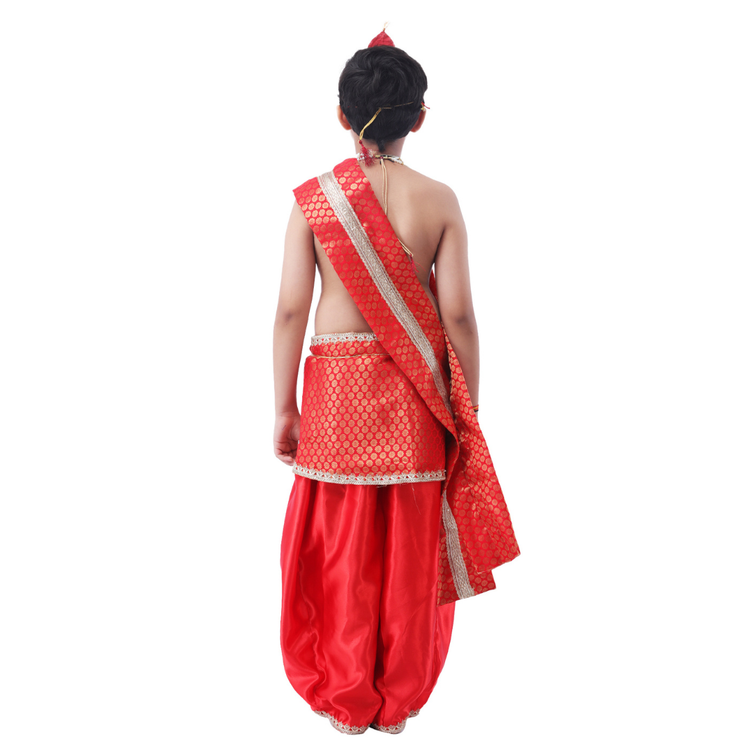 Krishna costume for kids red dhoti red patka mukut bansuri
