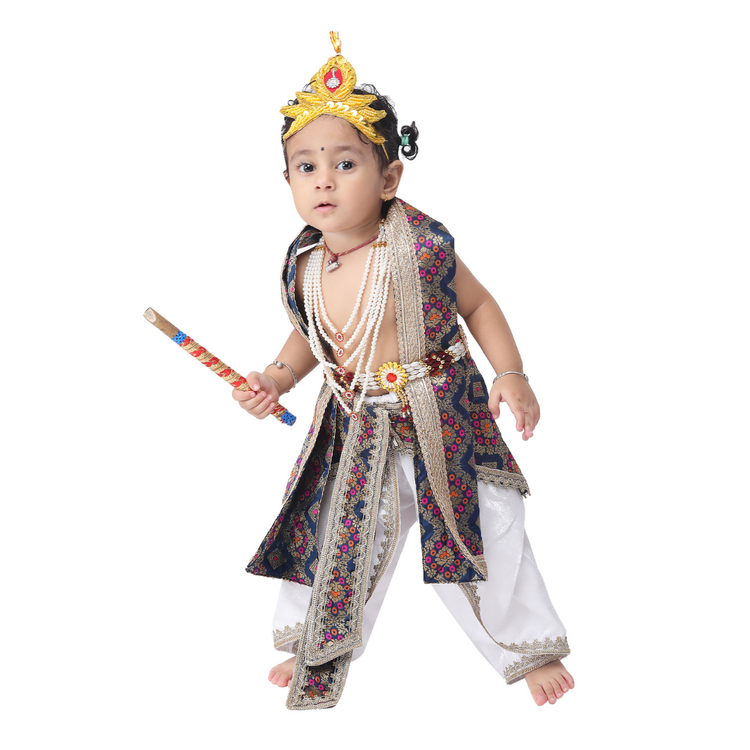 Bal Krishna dress white dhoti blue patka Janmashtami outfit