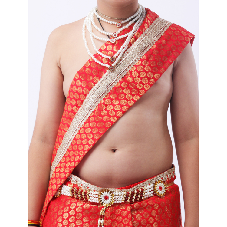 Kids Krishna outfit red dhoti and patka detailed view