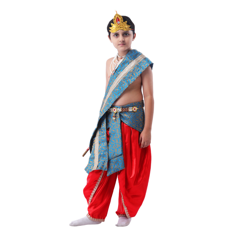 Krishna costume back view red satin dhoti kids