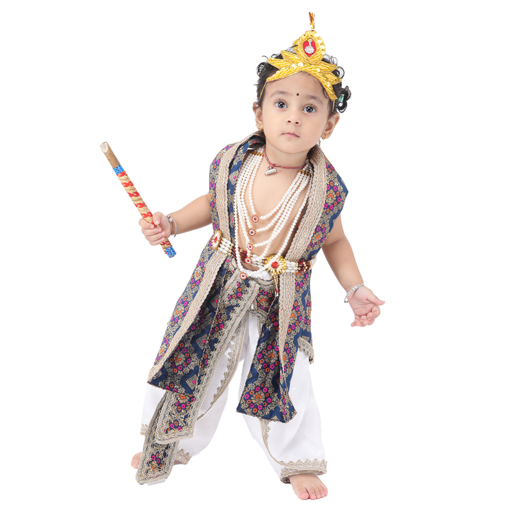 Kanha dress for baby boy white dhoti detail view
