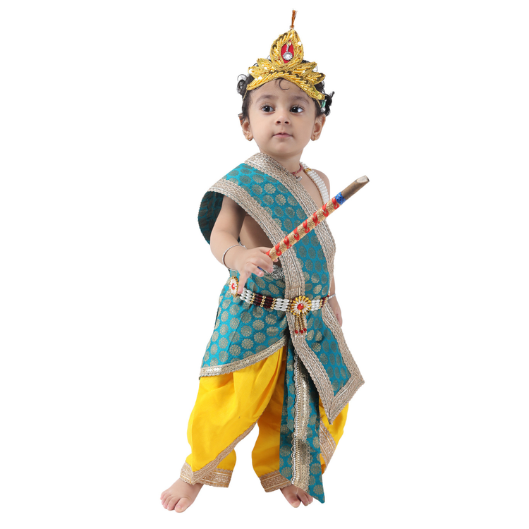 Bal Gopal baby boy outfit front pose yellow dhoti