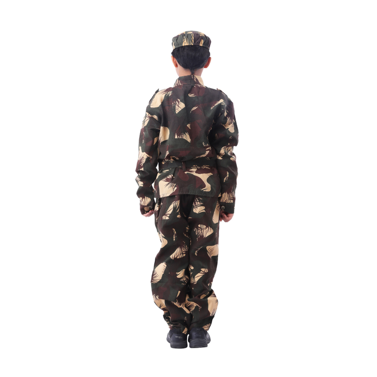 Army costume for kids back salute view