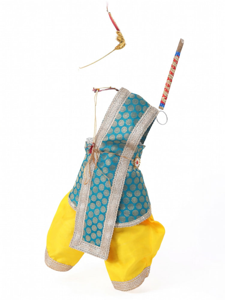Krishna Costume for Kids - Teal Green Patka & Yellow Dhoti - view 3