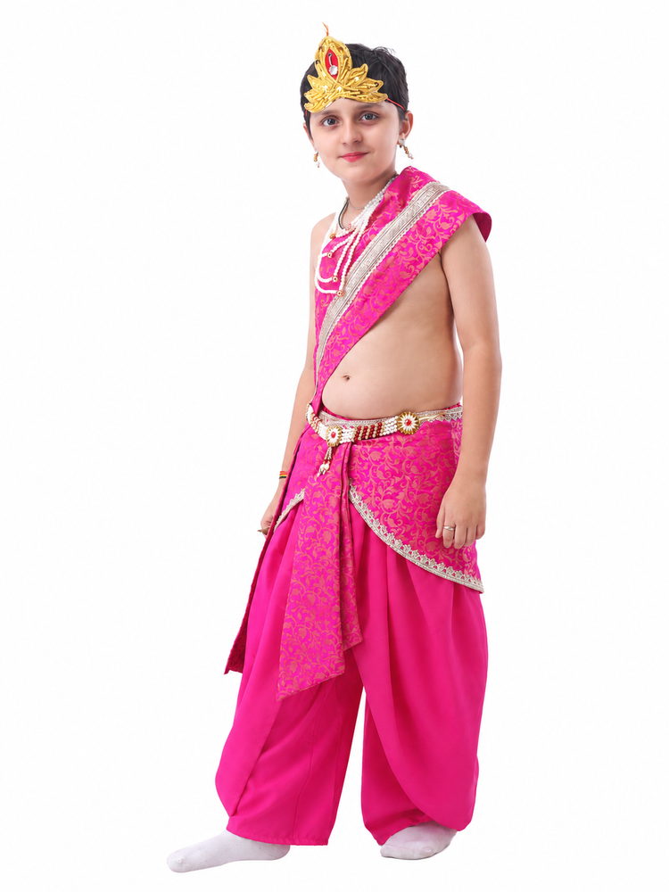 Kanha dress kids back view pink crepe dhoti