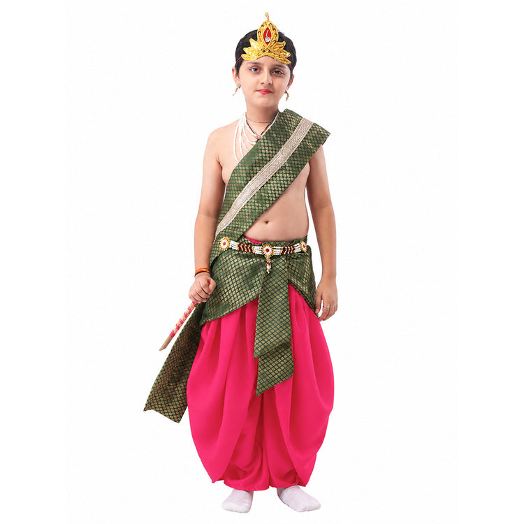 Bal Gopal Krishna dress pink green front pose
