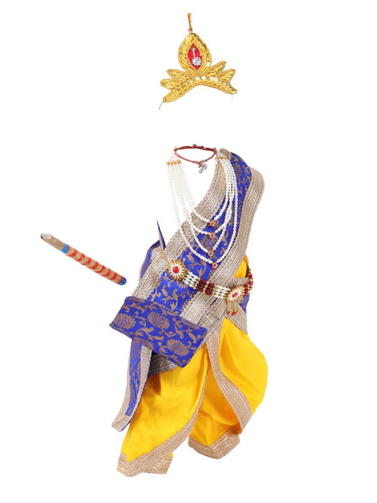 Krishna Costume for Kids - Royal Blue Patka & Yellow Dhoti - view 3