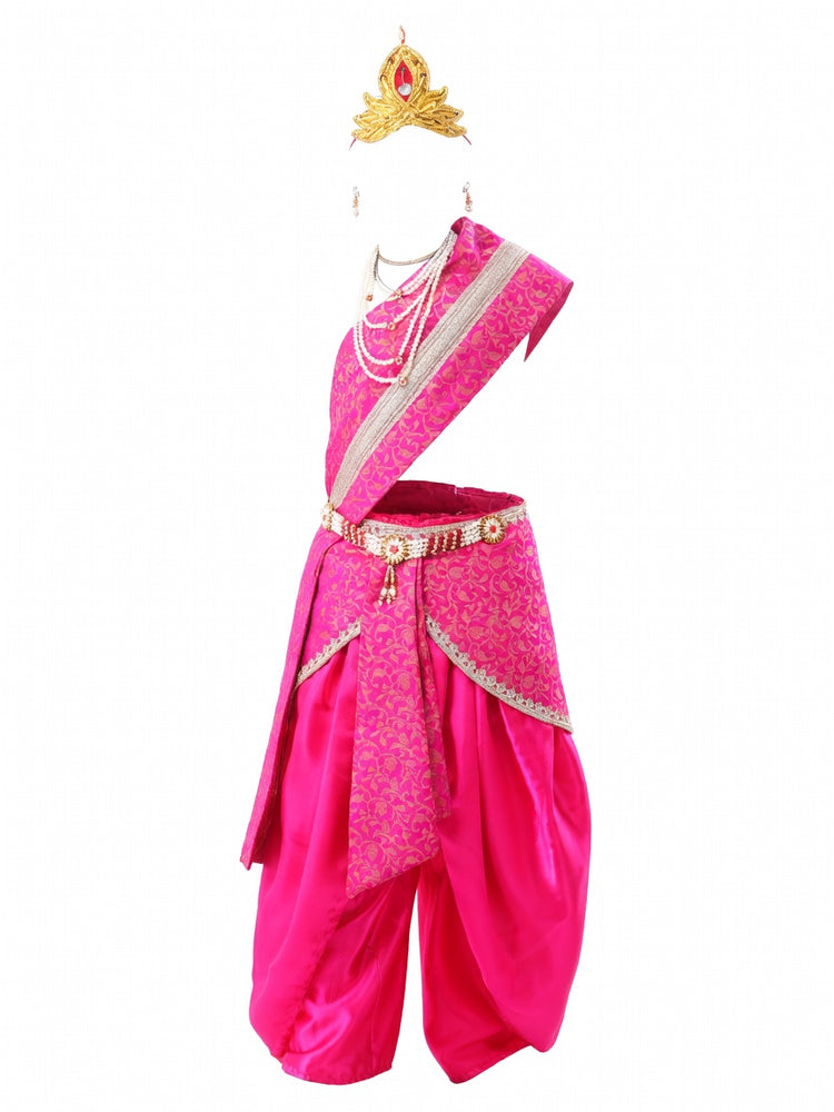 Krishna Costume for Kids Pink Dhoti Pink Patka Janmashtami - side