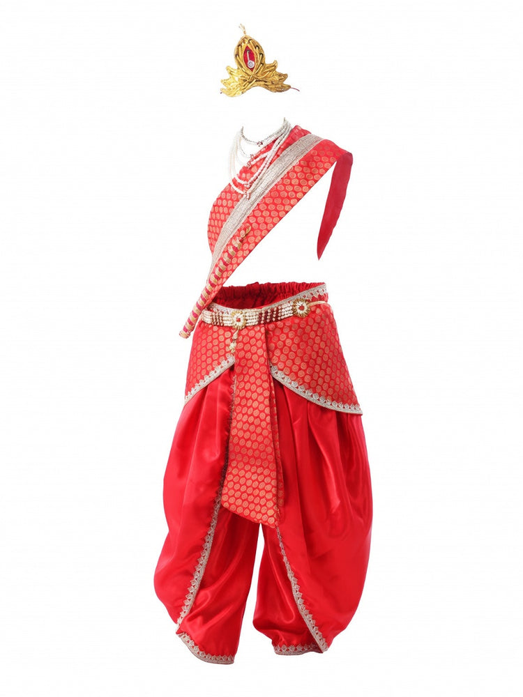 Krishna Costume for Kids Red Dhoti Red Patka Janmashtami - side