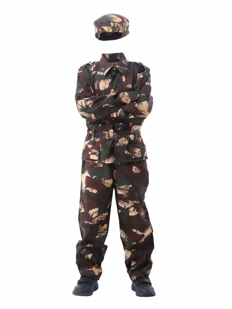Kids Army Camouflage Costume Military Uniform Fancy Dress - front