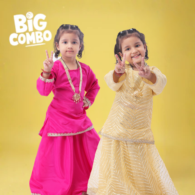 Radha lehenga combo set pack of 2 for kids - festive traditional ethnic wear