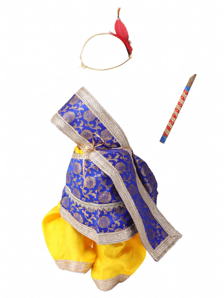 Krishna Costume for Kids - Royal Blue Patka & Yellow Dhoti - view 2