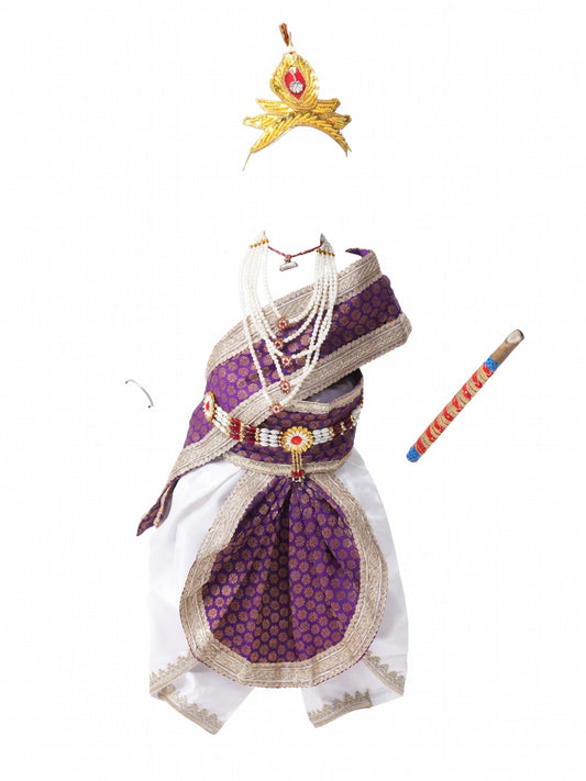 Krishna Costume for Kids - Purple Patka & White Dhoti