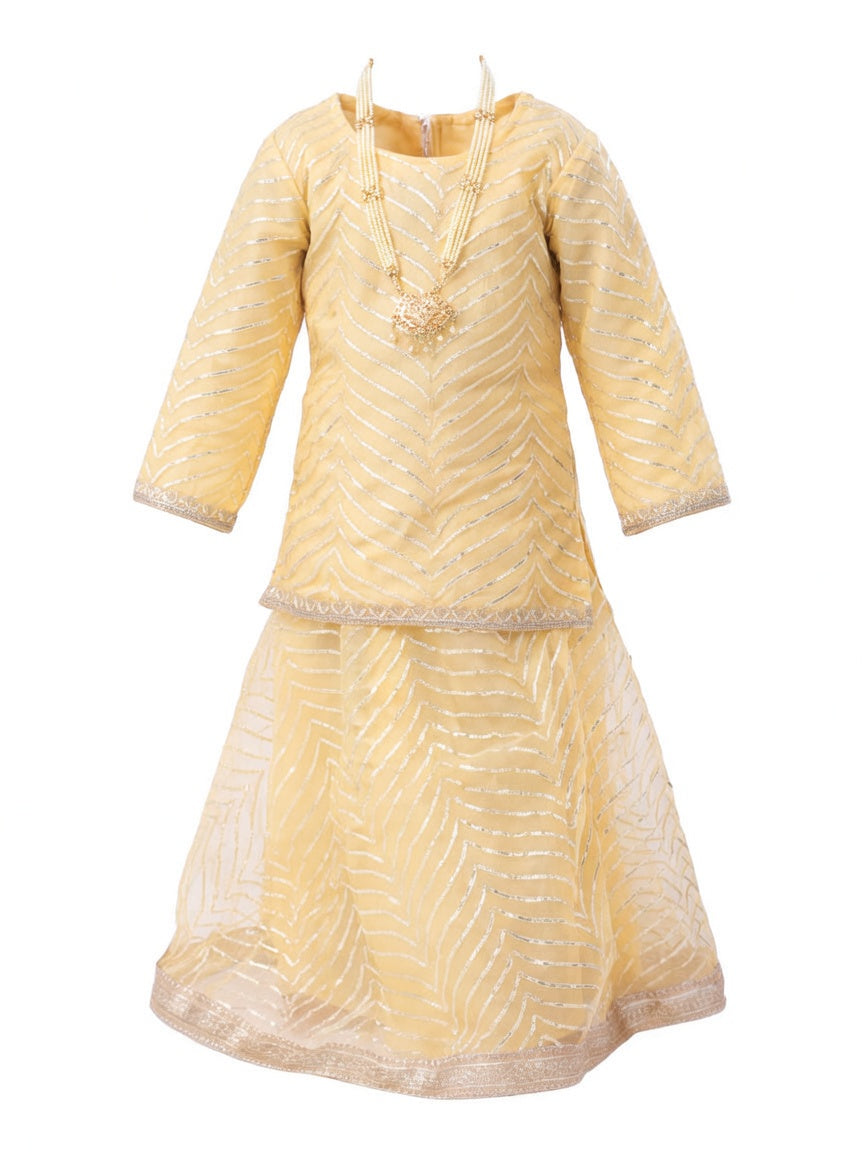 Radha Costume for Kids - Golden Lehenga Choli