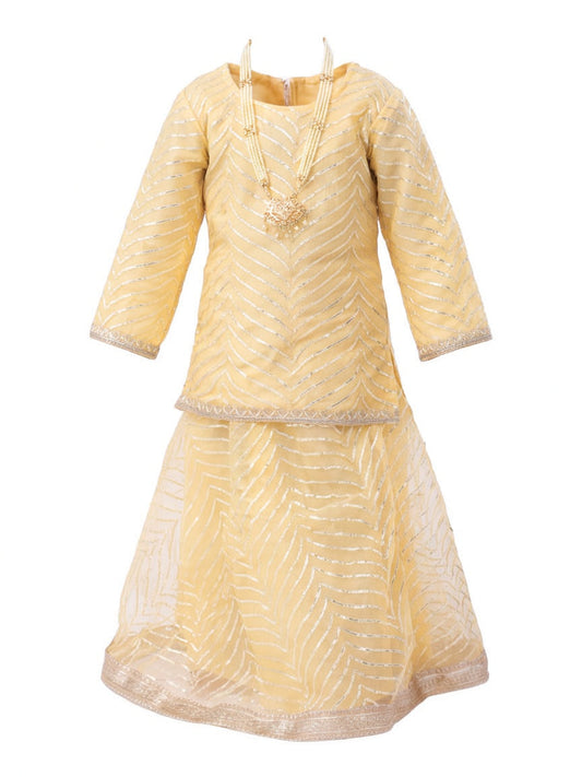Radha Costume for Kids - Golden Lehenga Choli