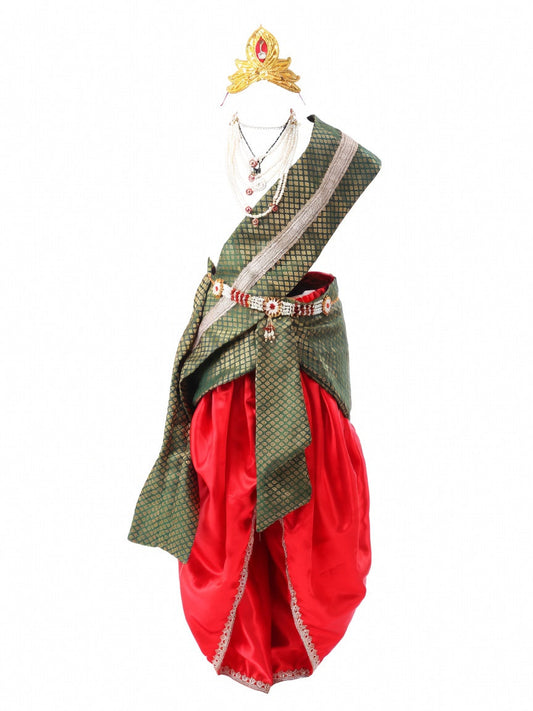 Krishna Costume for Kids - Red Dhoti & Green Patka