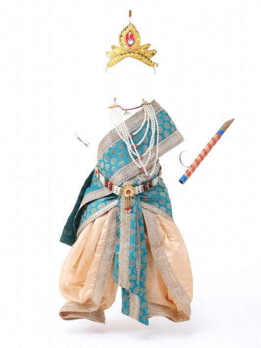 Krishna Costume for Kids - Teal Patka & Cream Dhoti