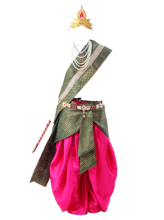 Krishna Costume for Kids - Pink Dhoti & Green Patka