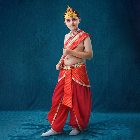 Krishna Kanhaiya costume for baby boy - crepe red dhoti with red patka