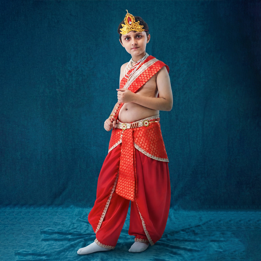 Krishna Kanhaiya costume for baby boy - crepe red dhoti with red patka