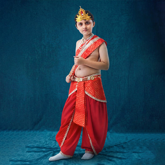 Krishna Kanhaiya costume for baby boy - crepe red dhoti with red patka