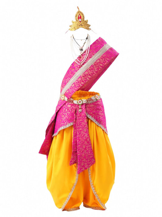 Bal Gopal Dress for Kids - Yellow Dhoti & Pink Patka