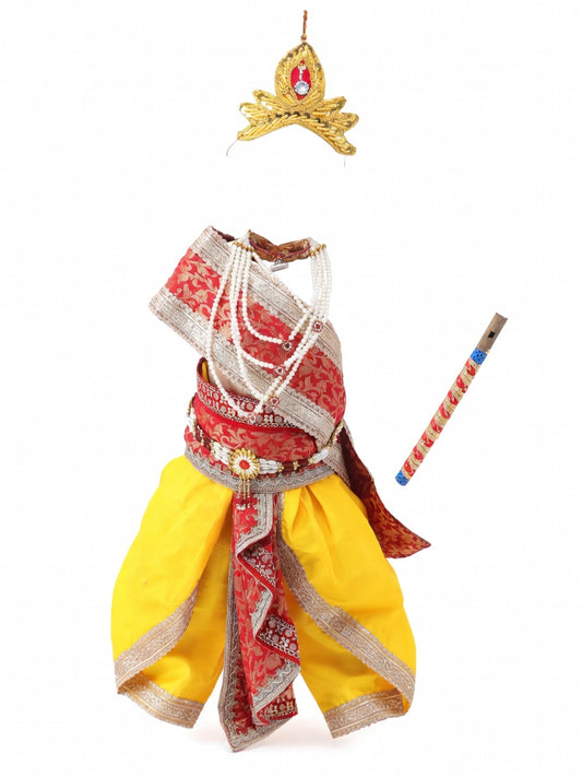 Krishna Costume for Kids - Red Patka & Yellow Dhoti