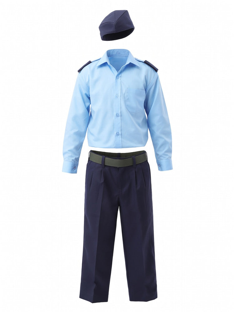 Kids Air Force Pilot Costume Sky Blue Uniform Fancy Dress - jacket detail
