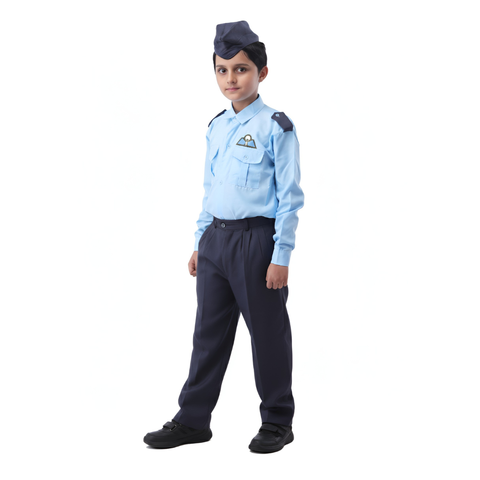 Kids Air Force pilot costume - uniform shirt, trousers, cap and salute set for school fancy dress