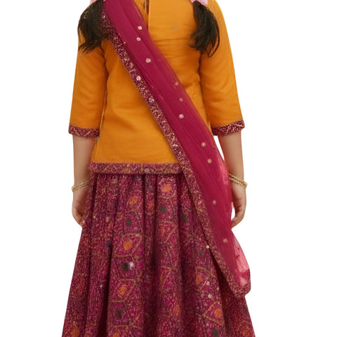 Gujarati Traditonal Lehenga Set Embroidered-Work for Festive Celebrations