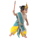 Krishna Fancy Costume for Kids Dress Teal Green Pakta - Yellow Dhoti with Accessories