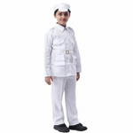 kids wearing a white navy uniform with a hat on a white background