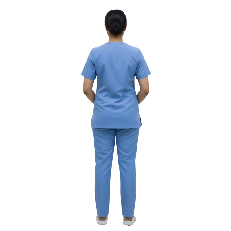 Medical Scrubs Set Women Comfort Fit – Blue V-Neck T-Shirt & Pants