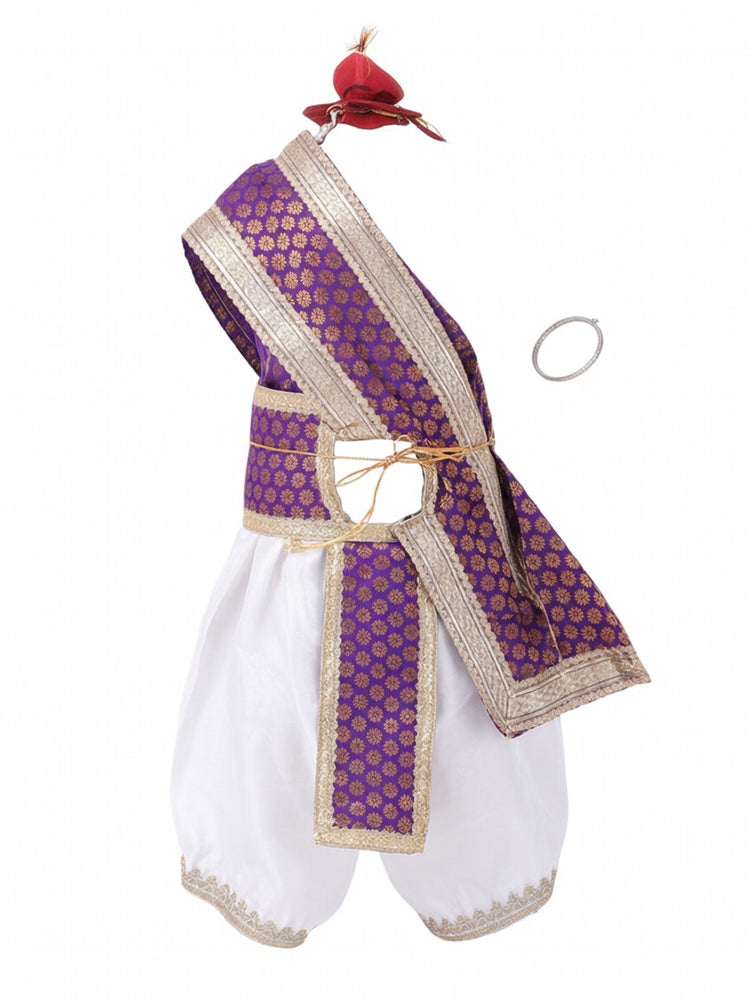 Krishna Costume for Kids - Purple Patka & White Dhoti - view 4
