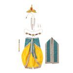 Krishna Fancy Costume for Kids Dress Teal Green Pakta - Yellow Dhoti with Accessories