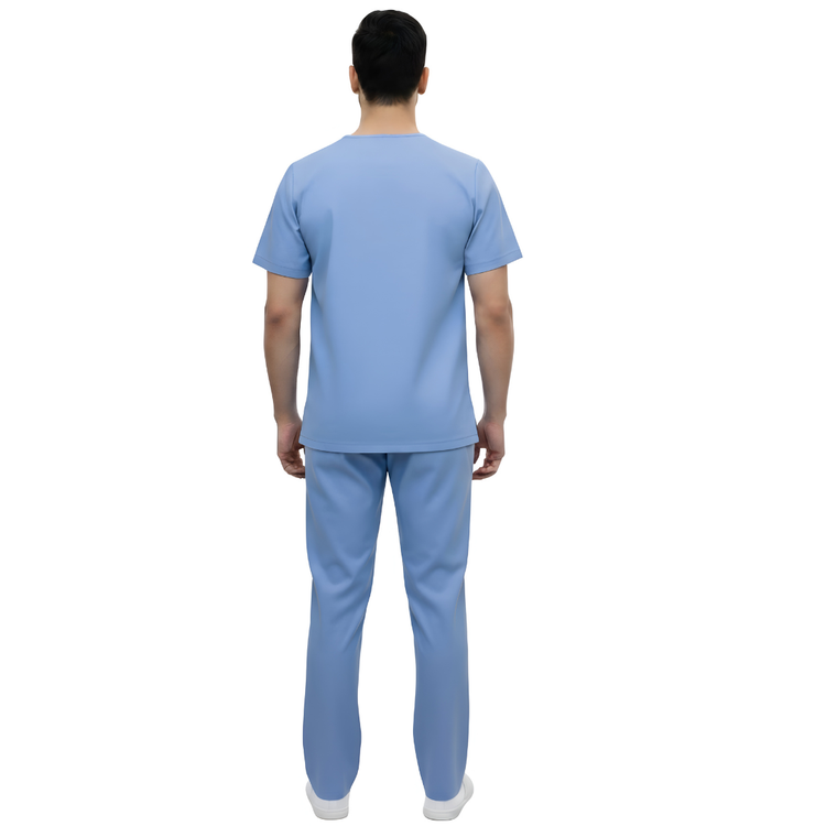 Medical Scrubs Set Men Comfort Fit – Blue V-Neck T-Shirt & Pants