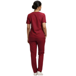 Medical Scrubs Set Women Comfort Fit – Maroon V-Neck T-Shirt & Pants