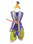 Krishna Costume for Kids - Blue Patka & Parrot Green Dhoti - view 3