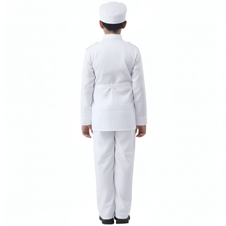Kids Navy Style Costume Set – Sailor Shirt, Trousers, Cap & Salute Outfit for Role Play