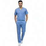 Medical Scrubs Set Men Comfort Fit – Blue V-Neck T-Shirt & Pants