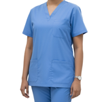 Medical Scrubs Set Women Comfort Fit – Blue V-Neck T-Shirt & Pants