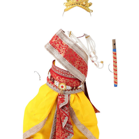 Krishna Costume for Kids - Red Patka & Yellow Dhoti - front