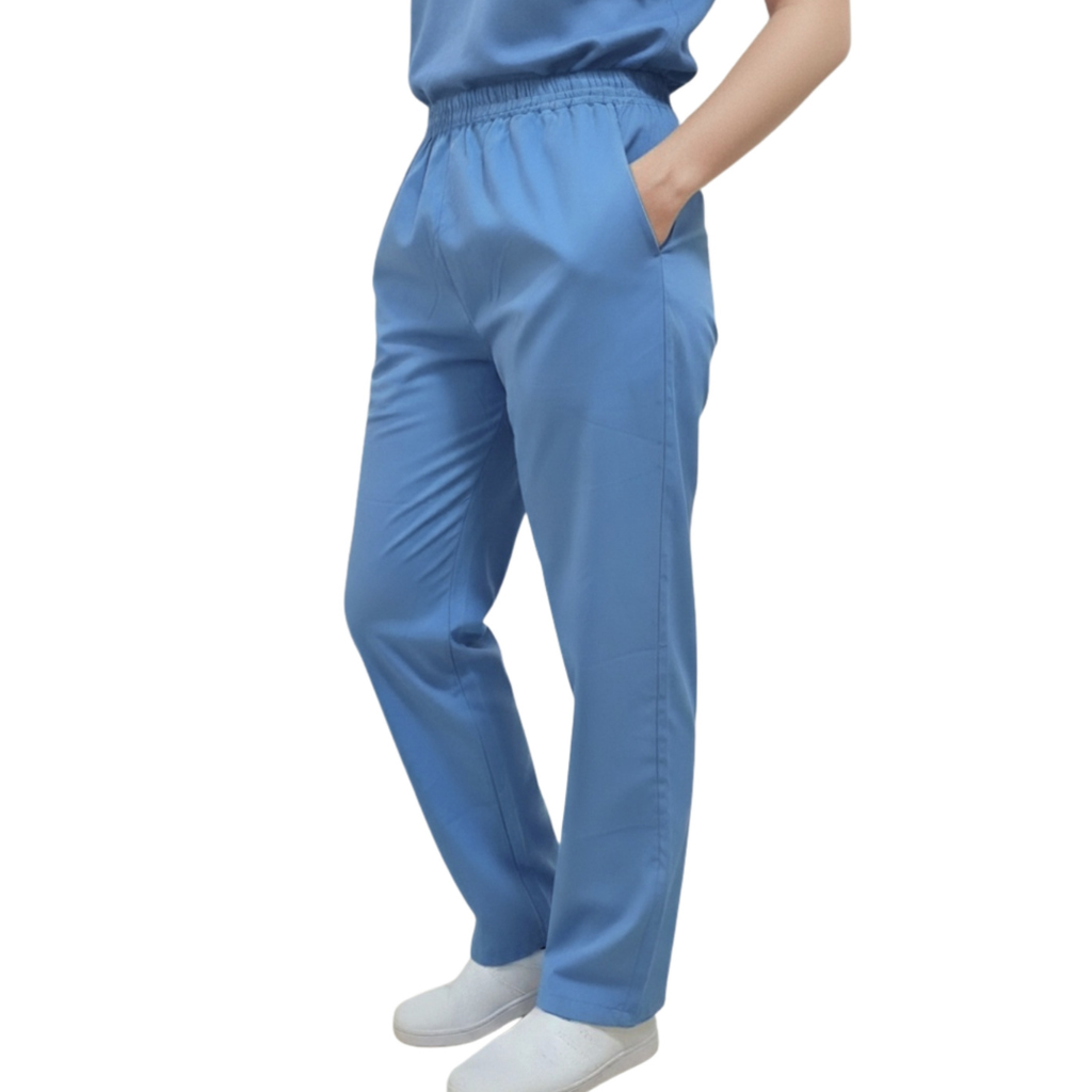 Medical Scrubs Set Women Comfort Fit – Blue V-Neck T-Shirt & Pants