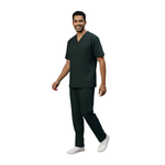 Medical Scrubs Set Men Comfort Fit – Dark Green V-Neck T-Shirt & Pants