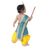 Krishna Fancy Costume for Kids Dress Teal Green Pakta - Yellow Dhoti with Accessories