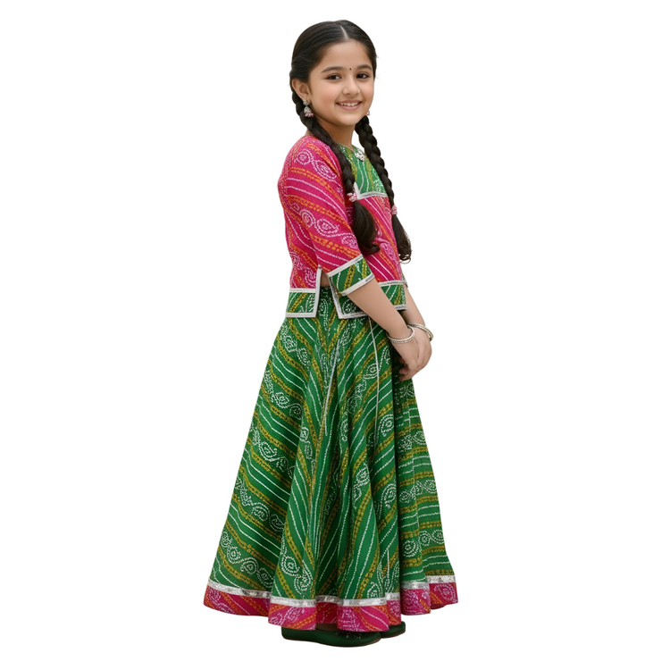 Handcrafted Traditional Rajasthani Bandhani Lehenga with Rich Ethnic Work