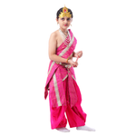 Little Krishna Costume for Kids Wearing Ornate Crown, Pearl Necklaces, and Festive Dhoti Ensemble